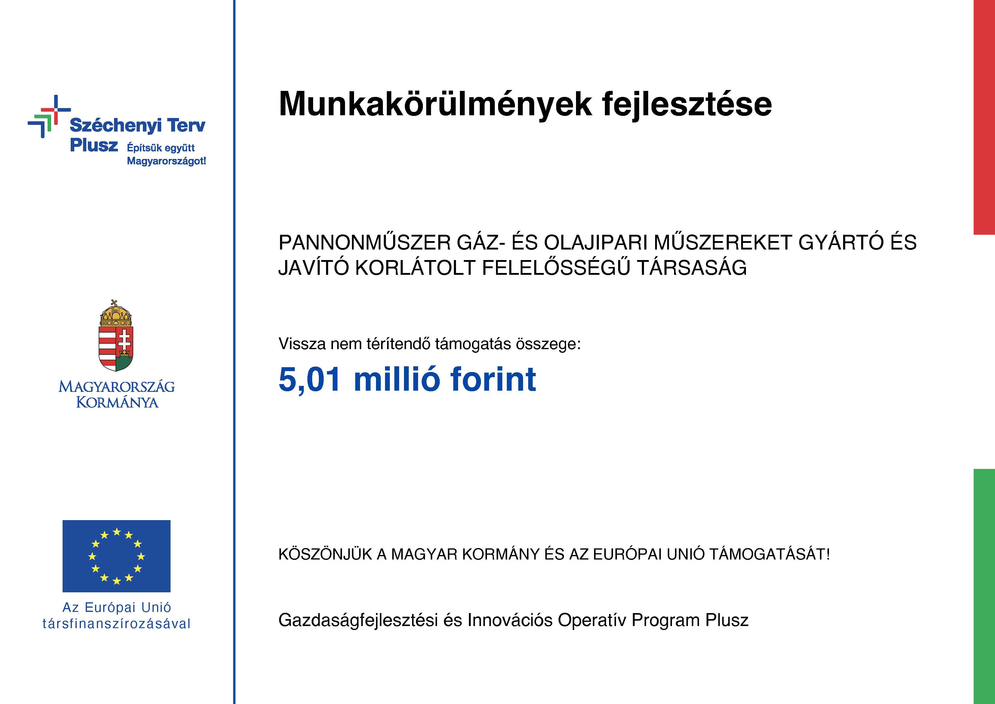 Munkakörülmények fejlesztése projekt tábla